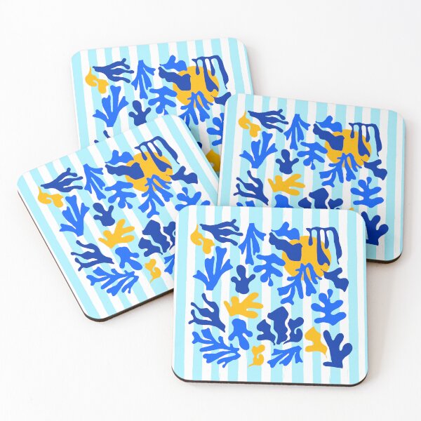 Item preview, Blue Stripes and Matisse Coastal Sunset Illustration designed and sold by MaiZephyr.
