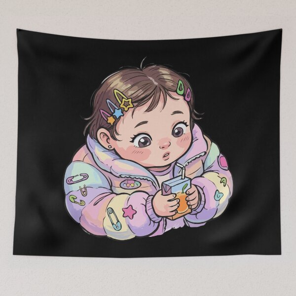 Item preview, Iridescent Puffer Jacket Toddler Portrait designed and sold by Emegan Print Art.