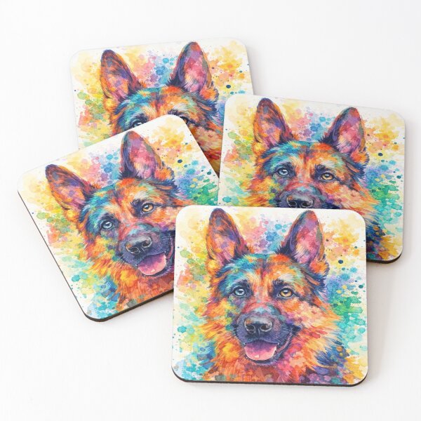 Item preview, Vibrant German Shepherd - Colorful Watercolor Dog Portrait designed and sold by myforestfog.