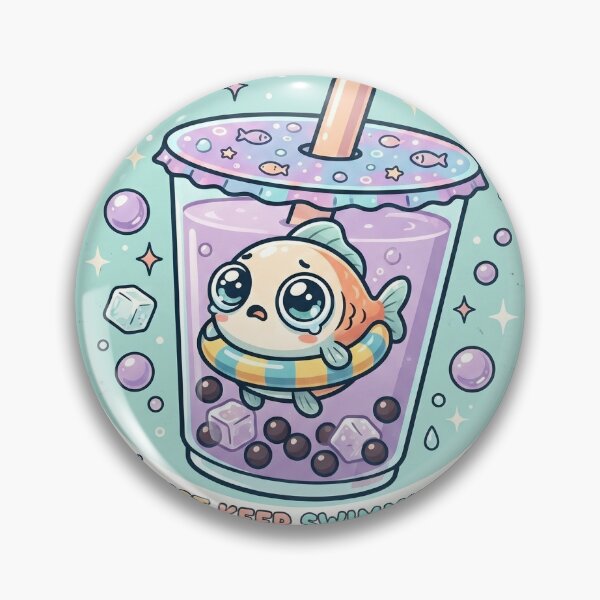 Item preview, Bubble Trouble Goldfish – Cute Kawaii Tea Cup Sticker Design designed and sold by CuteRage.