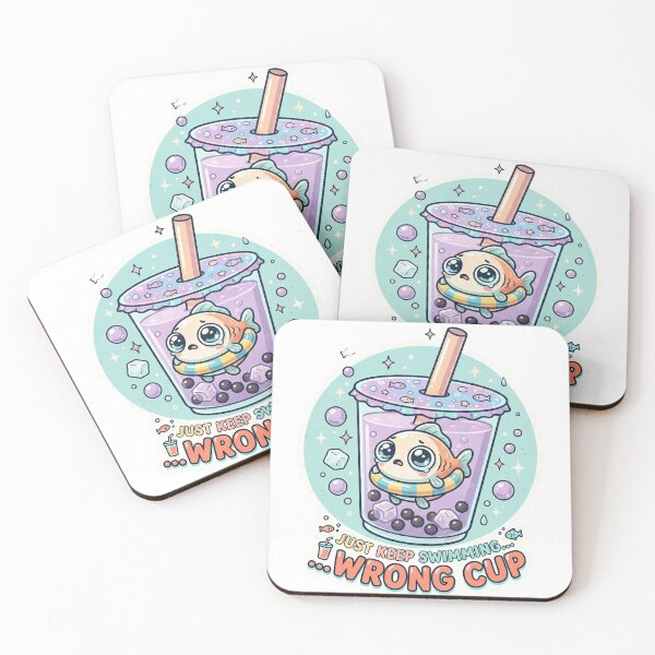 Item preview, Bubble Trouble Goldfish – Cute Kawaii Tea Cup Sticker Design designed and sold by CuteRage.