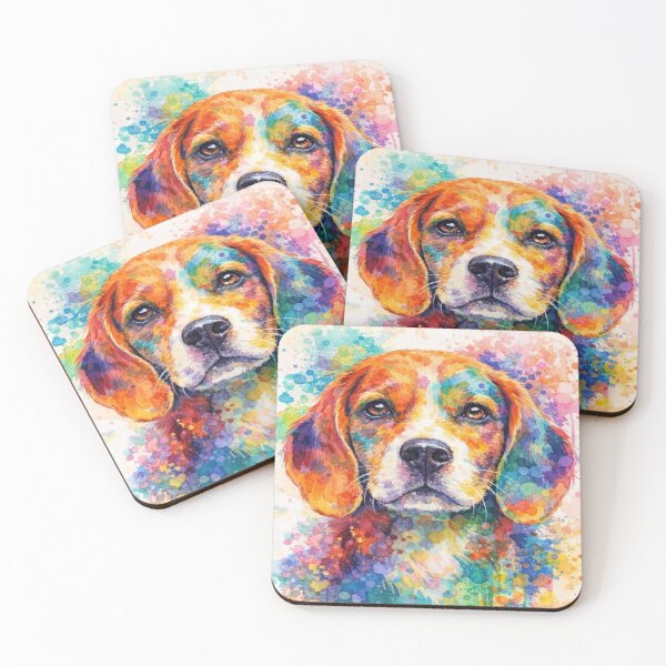 Item preview, Beagle Soul - Vibrant Rainbow Watercolor Dog Portrait designed and sold by myforestfog.