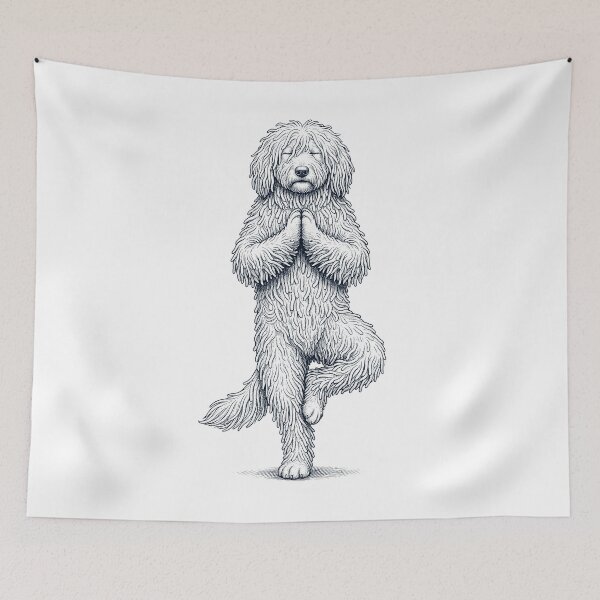 Item preview, Vintage Komondor Yoga Tree Pose Dog Mom Lover designed and sold by TerryConnells.
