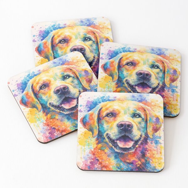 Item preview, Golden Retriever Smile - Vibrant Rainbow Watercolor Dog Art designed and sold by myforestfog.