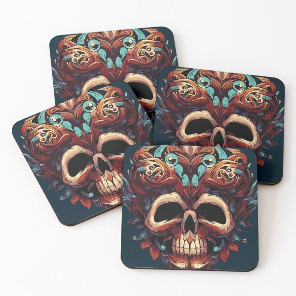 Item preview, Ornate Skull Artwork – Dark Boho Teal & Rust Detailed Illustration designed and sold by TIGER-GEMINI.