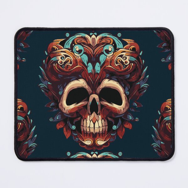 Item preview, Ornate Skull Artwork – Dark Boho Teal & Rust Detailed Illustration designed and sold by TIGER-GEMINI.