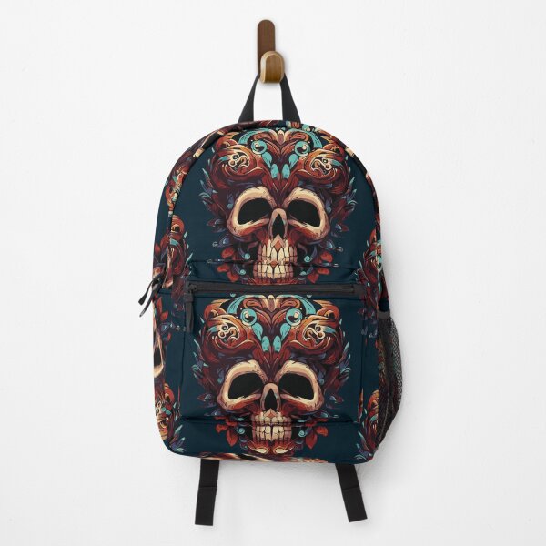 Item preview, Ornate Skull Artwork – Dark Boho Teal & Rust Detailed Illustration designed and sold by TIGER-GEMINI.