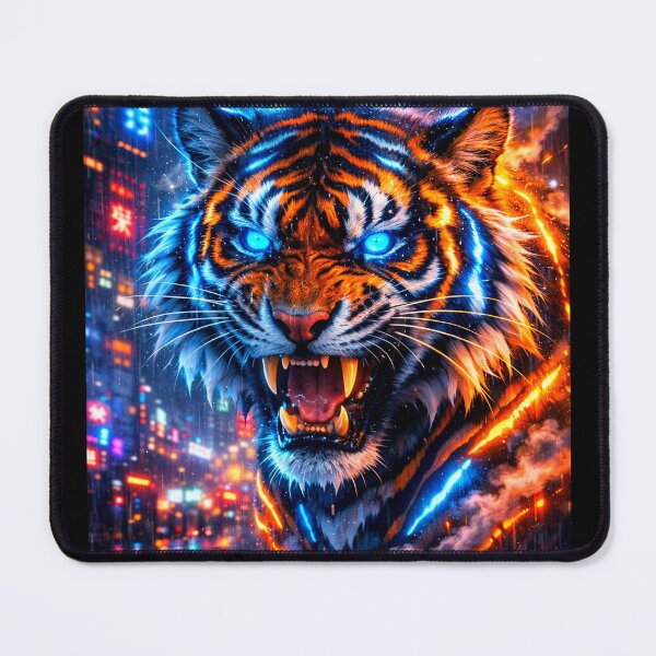 Item preview, Neon Cyber Tiger – Neo Tokyo Rain designed and sold by Neo Tokio.