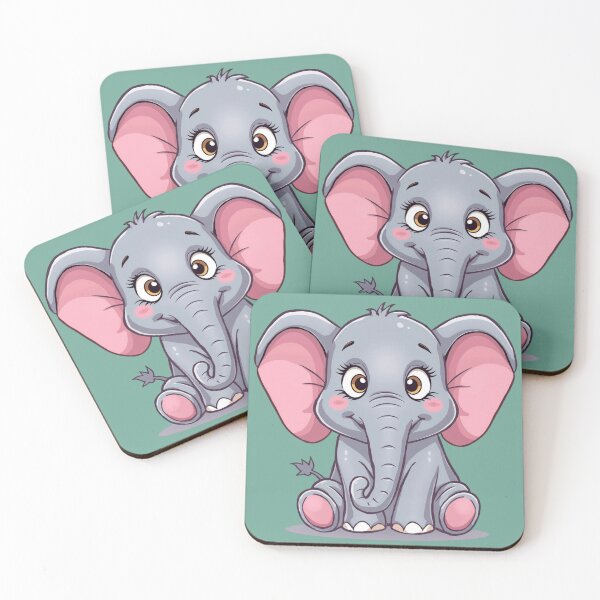 Item preview, A grey and pink elephant with big ears designed and sold by Art70shop.
