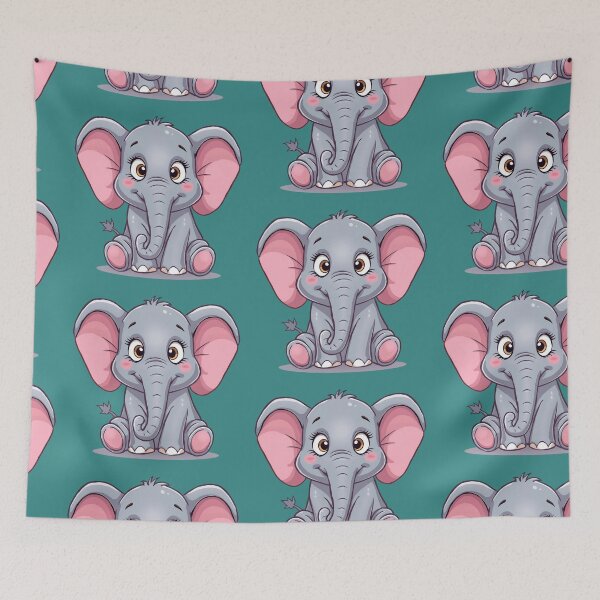 Item preview, A grey and pink elephant with big ears designed and sold by Art70shop.