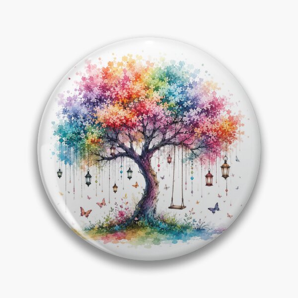 Item preview, Rainbow Tree Watercolor designed and sold by PetalGarden.
