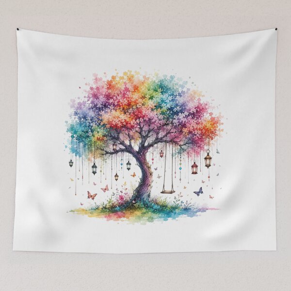 Item preview, Rainbow Tree Watercolor designed and sold by PetalGarden.
