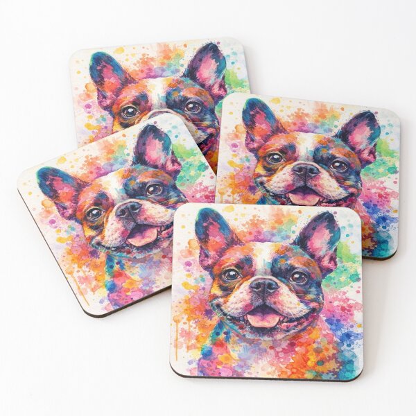 Item preview, Happy Frenchie Smile - Vibrant Rainbow Watercolor French Bulldog designed and sold by myforestfog.