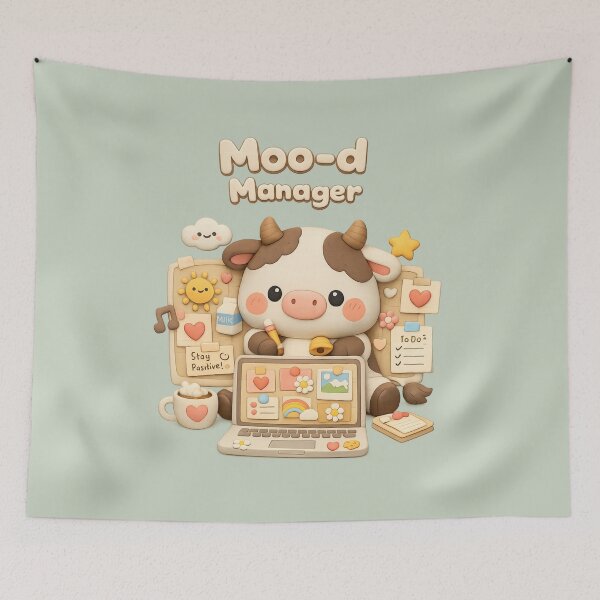 Item preview, Cute Cow Moo-d Manager - Kawaii Office Animal | Funny Productivity Mood Board Aesthetic designed and sold by Moons Studio.
