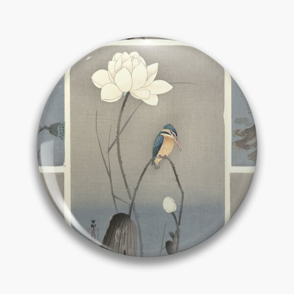 Item preview, Kingfisher with Lotus Flower by Ohara Koson Vintage Japanese Bird Woodblock Art designed and sold by artofuniverse.