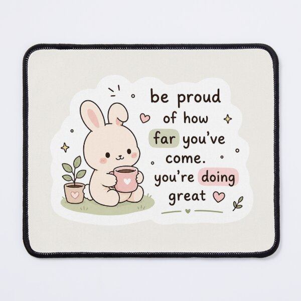 Item preview, Be Proud of How Far You’ve Come Sticker – Cute Bunny Motivation designed and sold by Digital_products_0111.