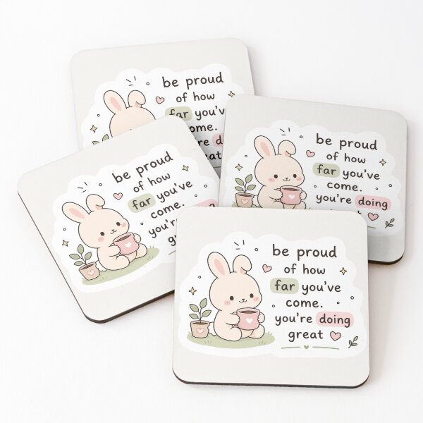 Item preview, Be Proud of How Far You’ve Come Sticker – Cute Bunny Motivation designed and sold by Digital_products_0111.