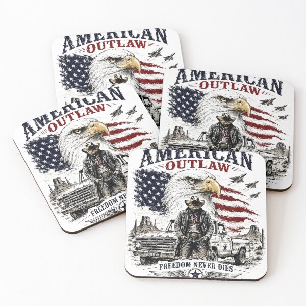 Item preview, American Outlaw Freedom Never Dies T-Shirt designed and sold by Puraenergia Stickers.