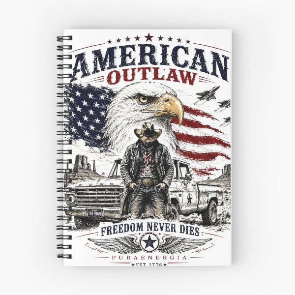 Item preview, American Outlaw Freedom Never Dies T-Shirt designed and sold by Puraenergia Stickers.