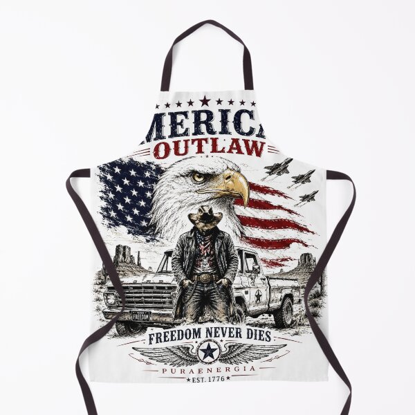Item preview, American Outlaw Freedom Never Dies T-Shirt designed and sold by Puraenergia Stickers.