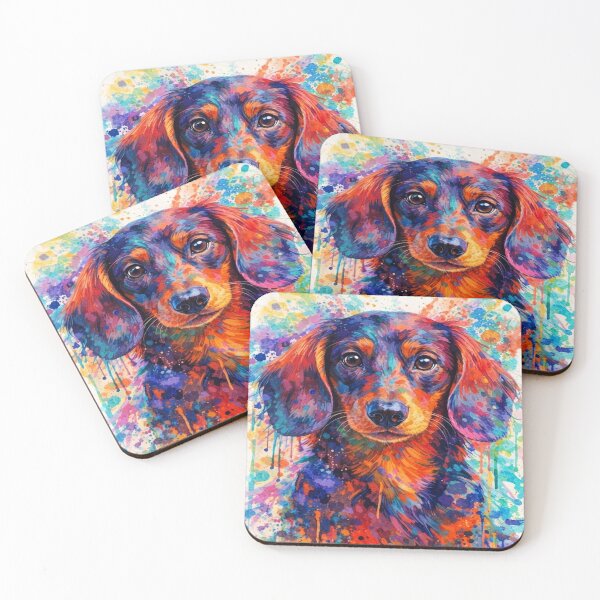 Item preview, Vibrant Dachshund - Colorful Watercolor Weiner Dog Portrait designed and sold by myforestfog.