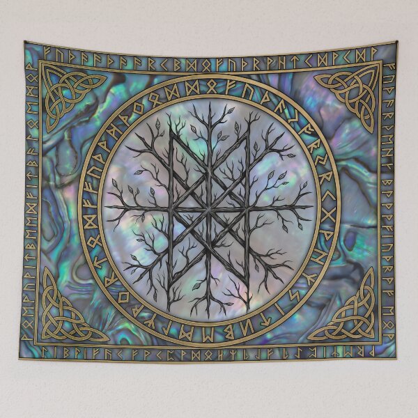 Item preview, The Wyrdweave: Iridescent Web of Wyrd & Elder Futhark Runes designed and sold by JacquiTaylorArt.