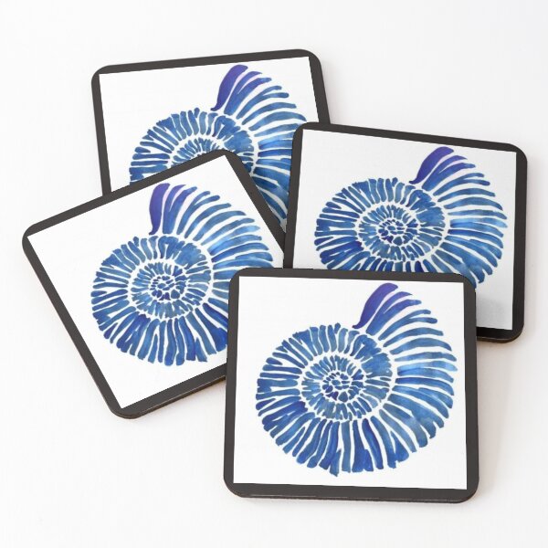 Item preview, Bold Blue Fossil Indigo Nautilus Shell Design  designed and sold by NivyasArtistry.