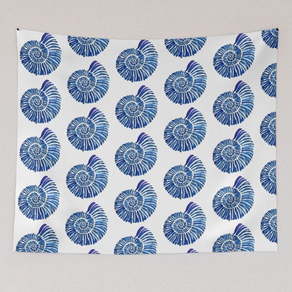 Item preview, Bold Blue Fossil Indigo Nautilus Shell Design  designed and sold by NivyasArtistry.