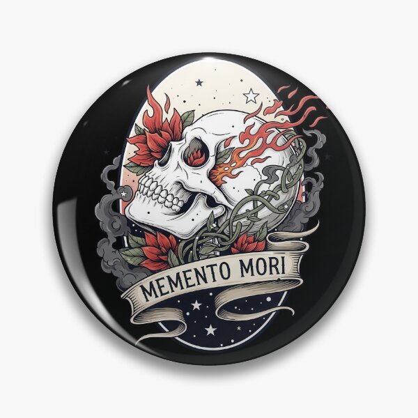 Item preview, Memento Mori Flaming Skull with Blooming Roses designed and sold by nuel-art.