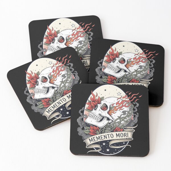 Item preview, Memento Mori Flaming Skull with Blooming Roses designed and sold by nuel-art.