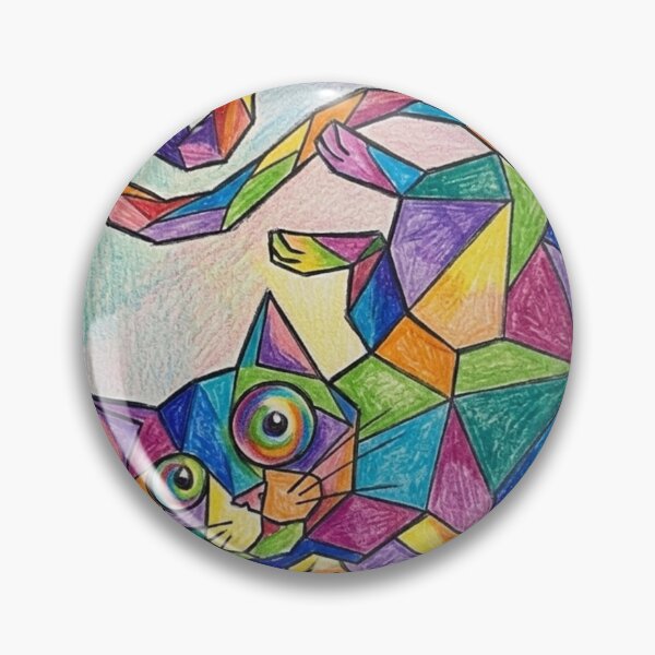 Item preview, The funny, colorful mosaic cat - children's art style designed and sold by Annabells-Kunst.