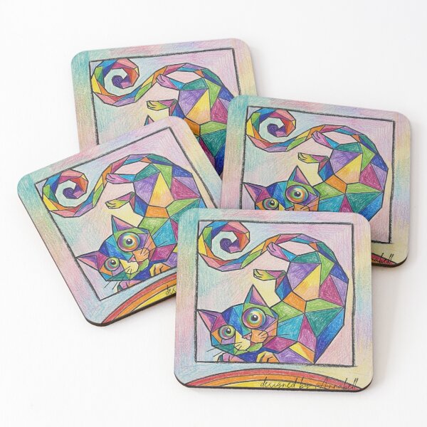 Item preview, The funny, colorful mosaic cat - children's art style designed and sold by Annabells-Kunst.