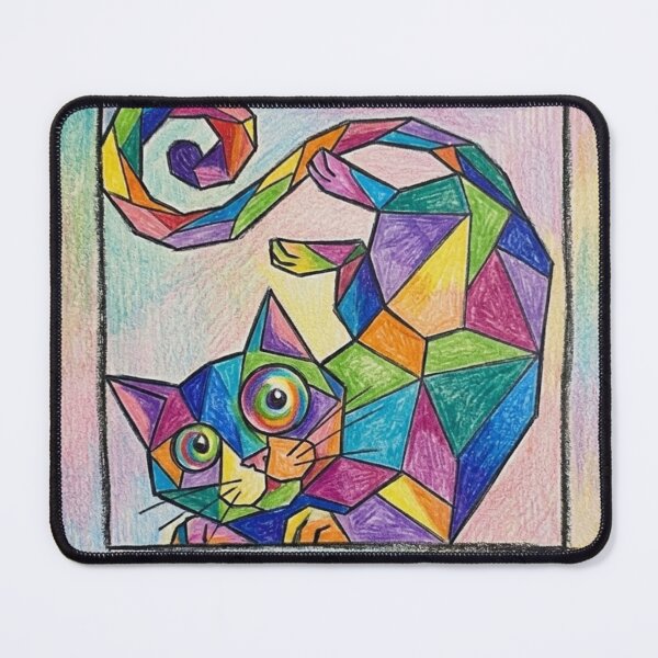 Item preview, The funny, colorful mosaic cat - children's art style designed and sold by Annabells-Kunst.