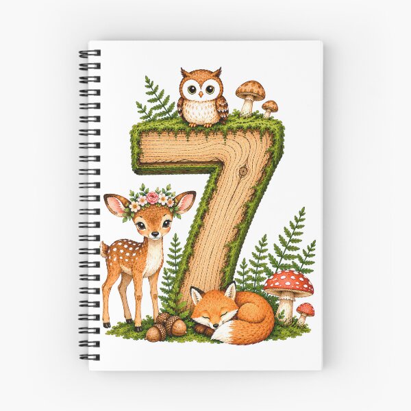 Artikelvorschau, Niedliches Waldtier-Design mit der Zahl 7 – Waldgeburtstagsgeschenk für Kinder entworfen und verkauft von HumanMess.