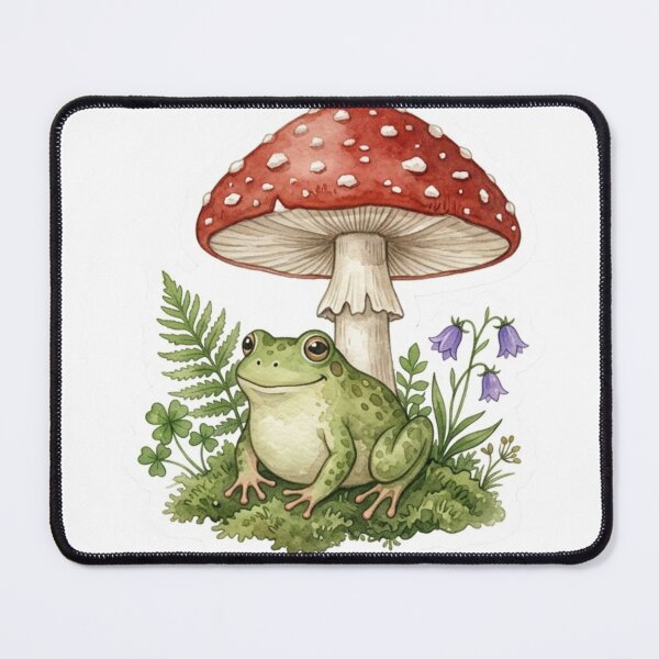 Item preview, Aesthetic Cottagecore Frog sitting under Mushroom Sticker designed and sold by JeevanStickers.
