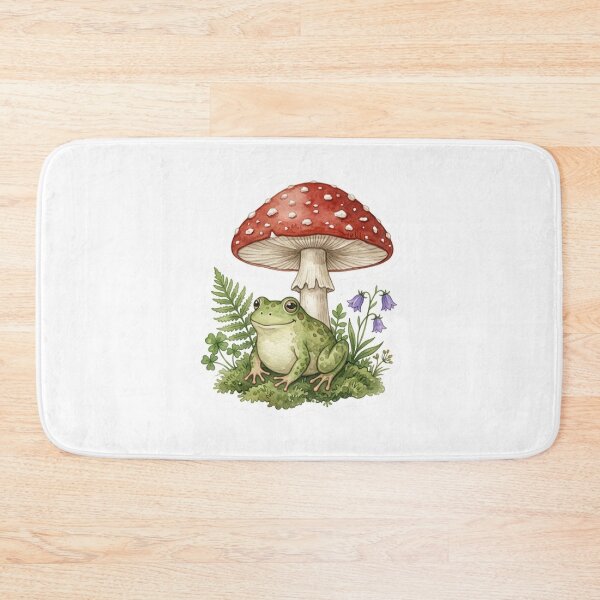Item preview, Aesthetic Cottagecore Frog sitting under Mushroom Sticker designed and sold by JeevanStickers.