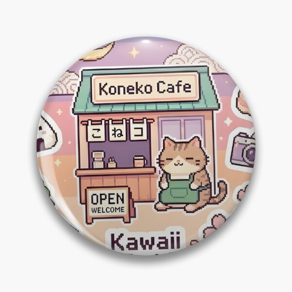 Item preview, Kawaii Cafe Life Pixel Art | Japanese Aesthetic Cat Cafe | Retro 8-Bit Sticker designed and sold by SergioMiklos.