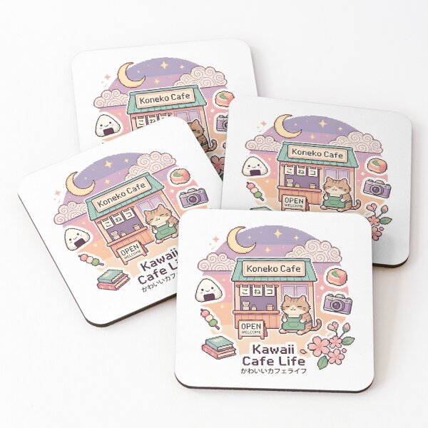 Item preview, Kawaii Cafe Life Pixel Art | Japanese Aesthetic Cat Cafe | Retro 8-Bit Sticker designed and sold by SergioMiklos.
