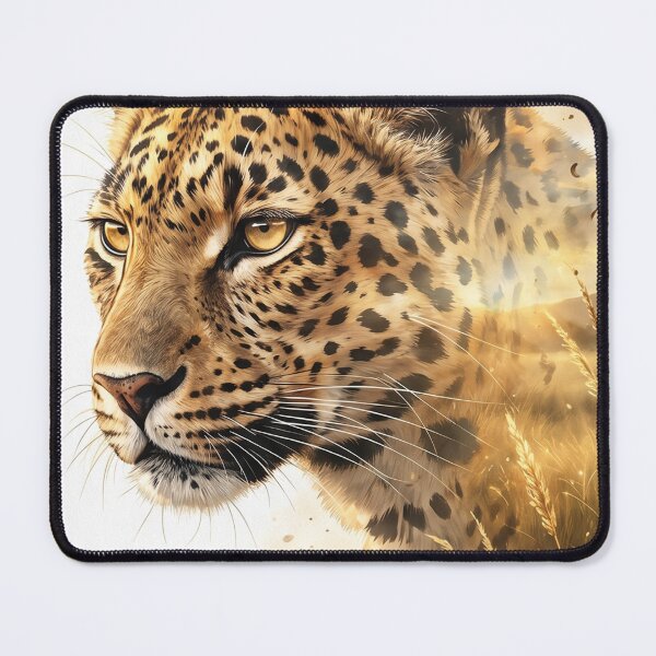 Item preview, print featuring a leopard’s head that dissolves into a sunlit, spotted grassland designed and sold by Jandedan.