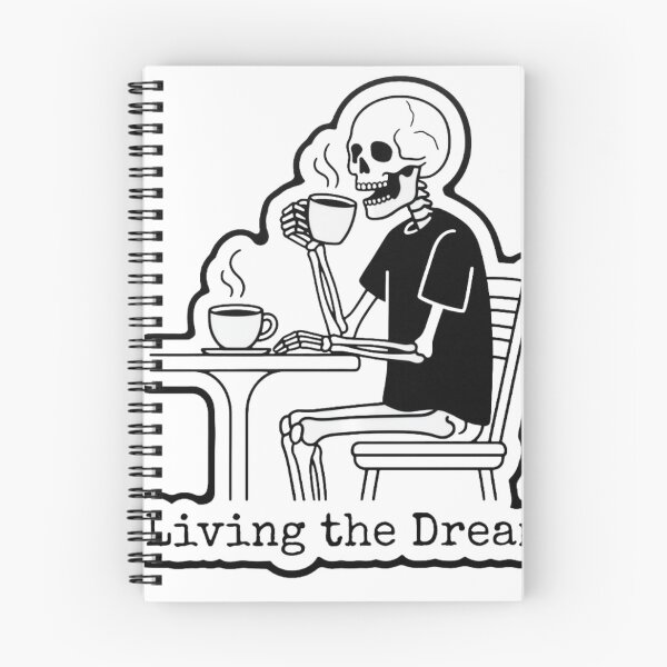 Item preview, Sarcastic Skeleton Drinking Coffee Living The Dream Sticker designed and sold by JeevanStickers.