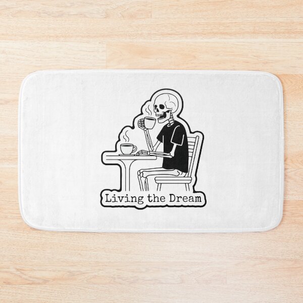 Item preview, Sarcastic Skeleton Drinking Coffee Living The Dream Sticker designed and sold by JeevanStickers.