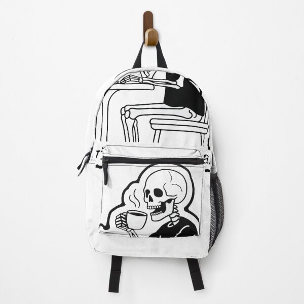 Item preview, Sarcastic Skeleton Drinking Coffee Living The Dream Sticker designed and sold by JeevanStickers.