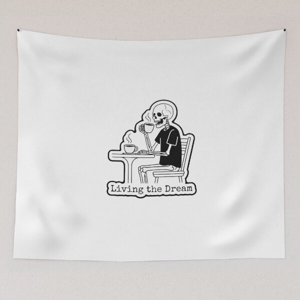 Item preview, Sarcastic Skeleton Drinking Coffee Living The Dream Sticker designed and sold by JeevanStickers.