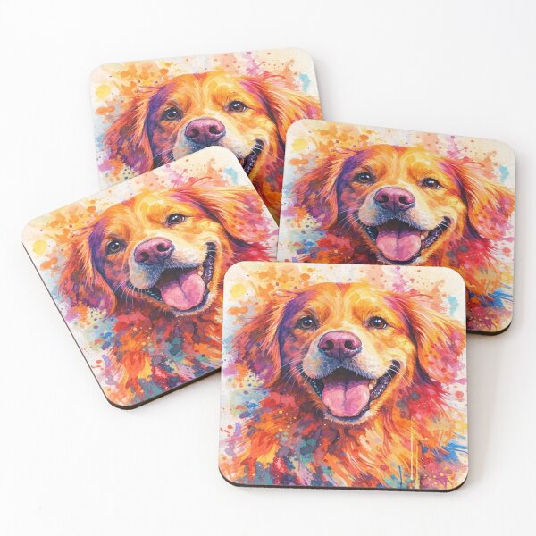Item preview, Radiant Golden Retriever - Vibrant Rainbow Watercolor Dog Art designed and sold by myforestfog.