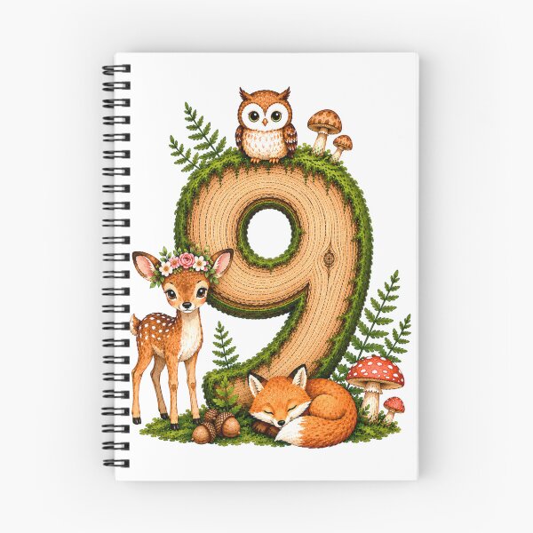 Item preview, Cute Woodland Animal Number 9 Design – Forest Birthday Gift for Kids designed and sold by HumanMess.