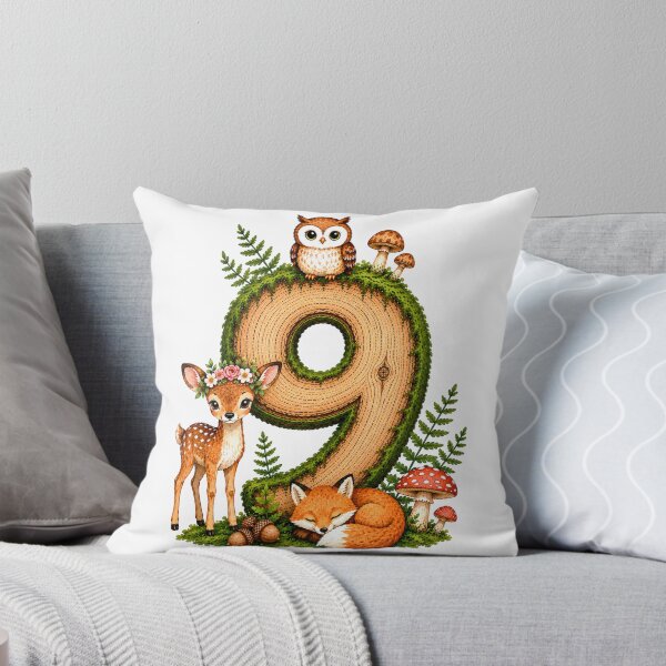 Item preview, Cute Woodland Animal Number 9 Design – Forest Birthday Gift for Kids designed and sold by HumanMess.