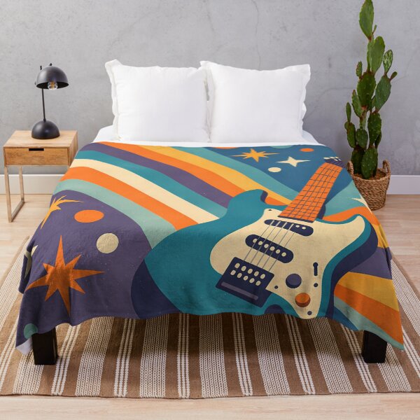 Item preview, Retro Electric Guitar with Rainbow Festival Shapes designed and sold by InkSmithery.