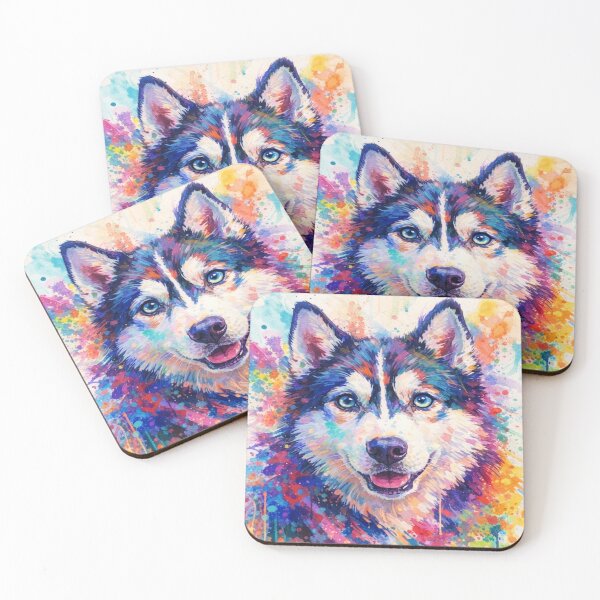 Item preview, Electric Husky Smile - Vibrant Rainbow Watercolor Dog Art designed and sold by myforestfog.