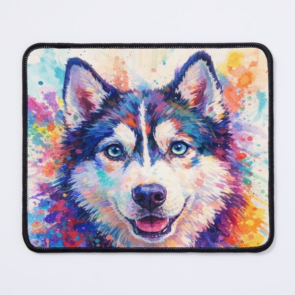 Item preview, Electric Husky Smile - Vibrant Rainbow Watercolor Dog Art designed and sold by myforestfog.