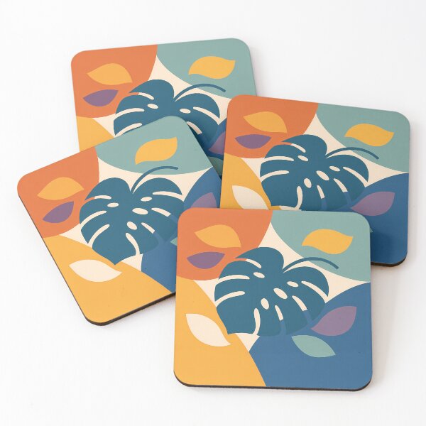 Item preview, Geometric Monstera Leaf Silhouette in Tropical Colours designed and sold by InkSmithery.